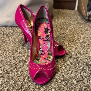 Betsey Johnson Fuchsia Peep-Toe Heels